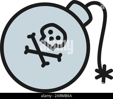 Pirate bomb, grenade, weapons flat color line icon. Stock Vector