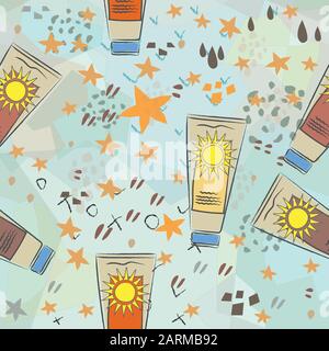 Terracotta Sunscreen Abstract Seamless Pattern. Modern Digital Design. Modern Fashion Scandinavian Style. Contemporary Colors and Design. Stock Vector