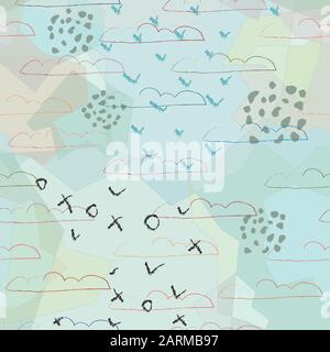 Seamless Pattern with Clouds. Scandinavian Style. Vector Illustration Stock Vector