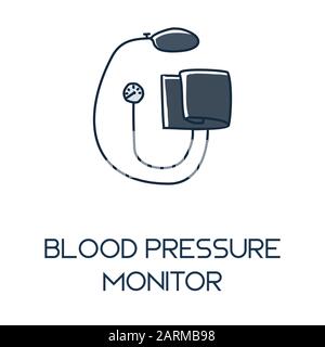 blood pressure minimalist out line hand drawn medic flat icon illustration Stock Vector