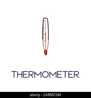 thermometer minimalist out line hand drawn medic flat icon illustration Stock Vector