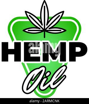 CBD hemp oil medical cannabis badge. Marijuana leaf extract drop sign natural product label design template. Isolated eps vector illustration Stock Vector