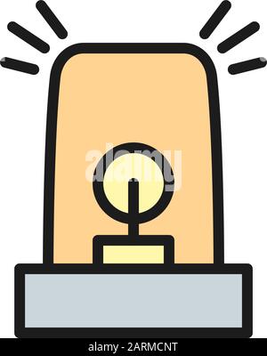 Emergency vehicle lighting, flasher, siren flat color line icon. Stock Vector