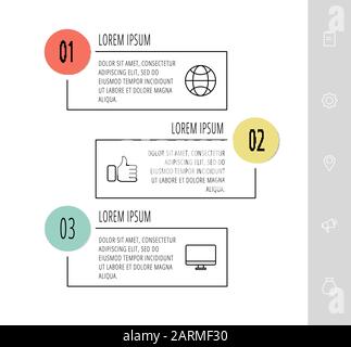 Modern vector infographic template with rectangles. Business banner with 3 options and circles. Three steps for brochure, diagram, timeline, levels Stock Vector