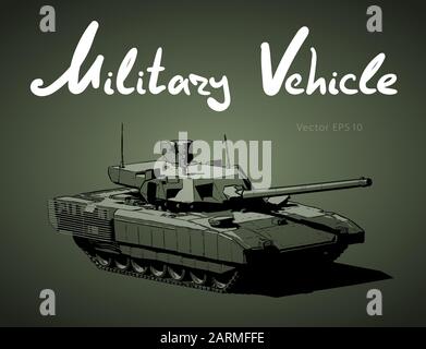 Modern russian battle tank. Military machine. Vector illustration Stock Vector