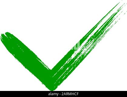 Dirty grunge hand drawn with brush strokes tick v vector illustration isolated on white background. Mark graphic design. Check mark symbol tick YES bu Stock Vector