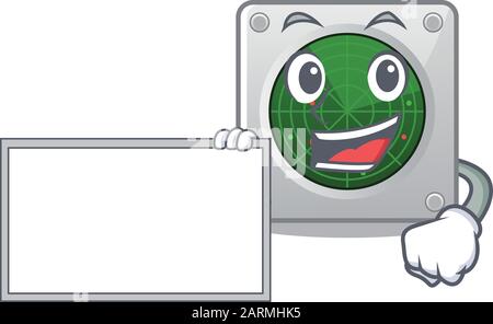 Funny radar cartoon character design style with board Stock Vector