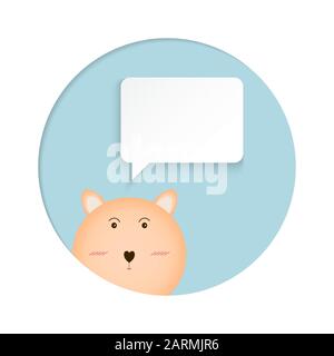 Vector cartoon character  teddy bear and white speech bubble for design. illustrator vector. Stock Vector