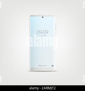 New realistic mobile white smartphone modern style. Vector smartphone isolated on white background. Stock Vector