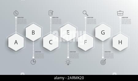 Infographic design template and marketing icons. Template for diagram, graph, presentation and round chart. Business concept with 7 options, step. Stock Vector