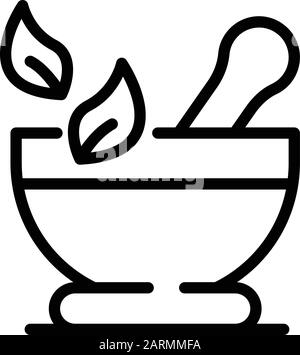 Bowl for grinding herbs icon, outline style Stock Vector