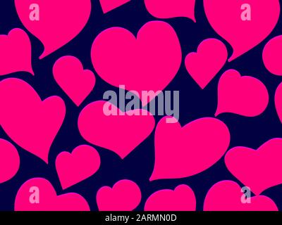Seamless pattern with hearts for Valentine's day. Pink hearts on a black background for greeting card, wrapping paper, promotional materials. Vector i Stock Vector