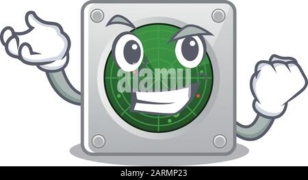 Happy confident Successful radar cartoon character style Stock Vector
