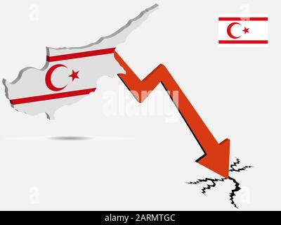 Turkish Republic Of Northern Cyprus economic crisis vector illustration Eps 10 Stock Vector