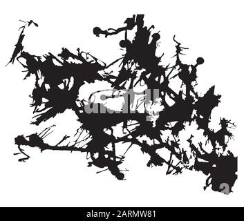 Abstract ink splatter artistic design element isolated on white. Hand drawn blots vector eps8 illustration. Stock Vector