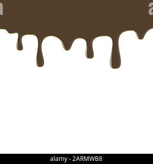 Dripping donut or ice cream glaze background. Chocolate liquid sweet flow, tasty dessert flowing drips. Vector eps8 illustration with blank white spac Stock Vector