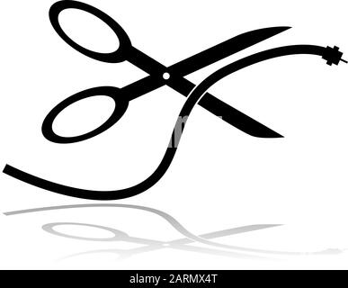 Concept illustration showing a pair of scissors cutting a cable TV cord Stock Vector