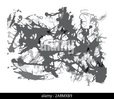 Abstract ink blots artistic background in black and gray colors. Hand drawn splatter vector eps8 illustration. Stock Vector