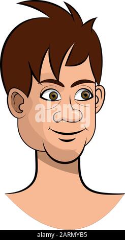 Vector man cartoon character head. Handsome young man head in a cartoon style. Good for cartoon props to animate video Stock Vector