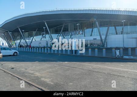 Samara, Russia - March 15, 2019: Exterior of Kurumoch Airport in Samara Region Stock Photo