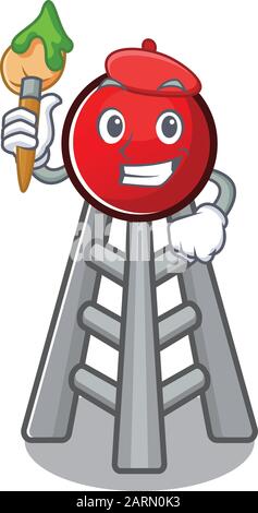 Cartoon character of radio tower Artist with a brush Stock Vector