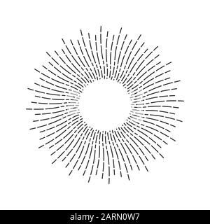Line drawing sun rays in vintage style.Sun rays hand drawn, linear ...