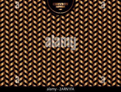 Abstract trendy gold chevron pattern on black background and texture. Luxury style. Vector illustration Stock Vector