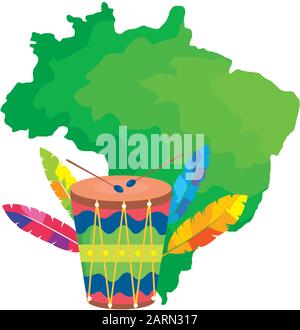 map of brazil with feathers isolated icon Stock Vector Image & Art - Alamy