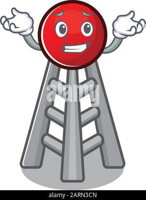 Super Funny Grinning radio tower mascot cartoon style Stock Vector