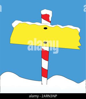 A blank sign in winter covered in snow Stock Vector