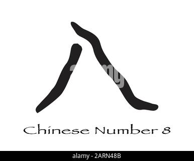 The Chinese Mandarine logogram for the number Eight isolated on a white background Stock Vector