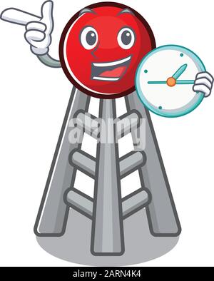 cartoon character style radio tower having clock Stock Vector