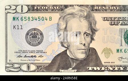 20 twenty dollars bill note $ Stock Photo
