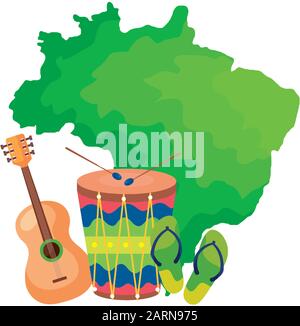 drum and icons with map of brazil Stock Vector Image & Art - Alamy