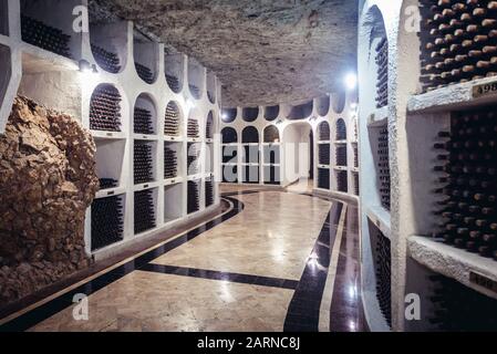 National Oenotheque - wine collection in Famous Cricova winery in Cricova town near Chisinau, capital of Moldova Stock Photo