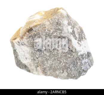 closeup of sample of natural mineral from geological collection - rough gray Marble rock isolated on white background Stock Photo