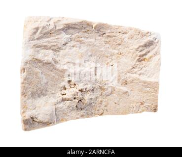 closeup of sample of natural mineral from geological collection - unpolished chemogenic limestone rock isolated on white background Stock Photo