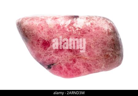 tumbled rhodonite gemstone cutout on white background Stock Photo