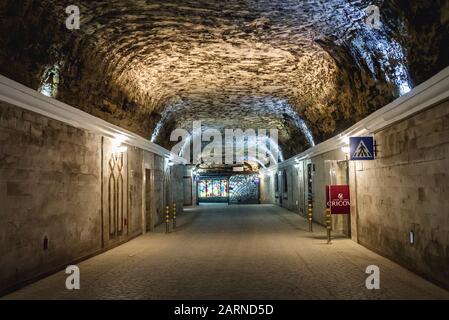 Underground corridor of Famous Cricova winery in Cricova town near Chisinau, capital of Moldova Stock Photo