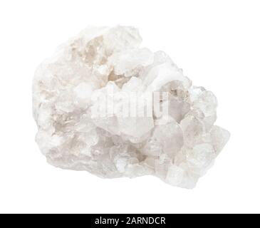 closeup of sample of natural mineral from geological collection - matrix of colorless Rock crystals (rock-crystal) isolated on white background Stock Photo