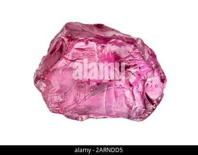 closeup of sample of natural mineral from geological collection - crystal of Rhodolite (pyrope garnet) isolated on white background Stock Photo
