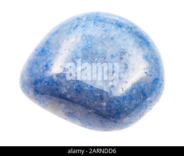 closeup of sample of natural mineral from geological collection - polished blue Aventurine gem stone isolated on white background Stock Photo