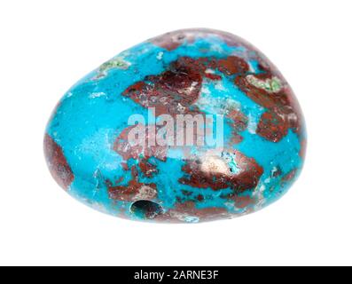 closeup of sample of natural mineral from geological collection - polished Chrysocolla gem stone isolated on white background Stock Photo