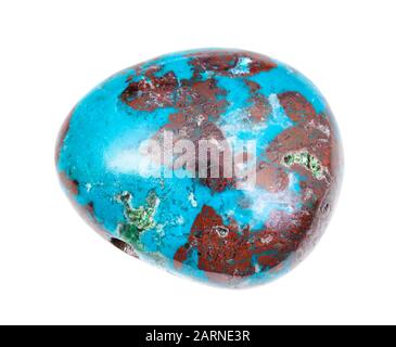 closeup of sample of natural mineral from geological collection - polished Chrysocolla gemstone isolated on white background Stock Photo