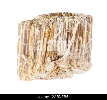 closeup of sample of natural mineral from geological collection - specimen of Asbestos rock isolated on white background Stock Photo