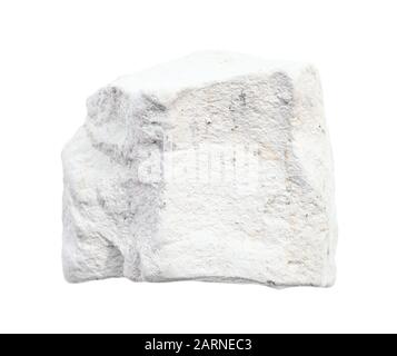 closeup of sample of natural mineral from geological collection - raw chalk (white limestone) rock isolated on white background Stock Photo