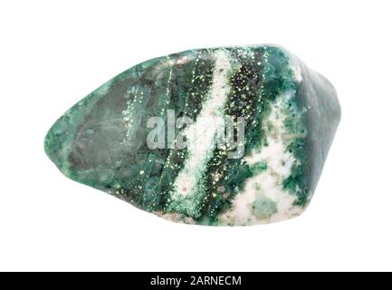 closeup of sample of natural mineral from geological collection - polished Chlorite gem stone isolated on white background Stock Photo