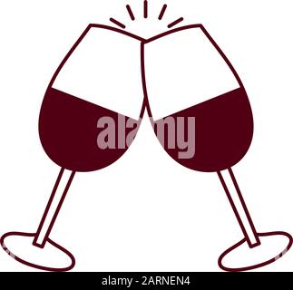 wine cups glasses toast icon Stock Vector