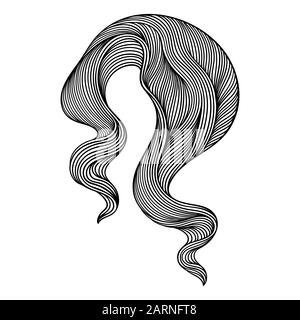 Wave line curl. Monochrome stripes black and white texture. Stock Vector