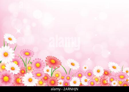 Spring abstract background with beautiful colorful flower bokeh and glittering, Vector illustration Stock Vector